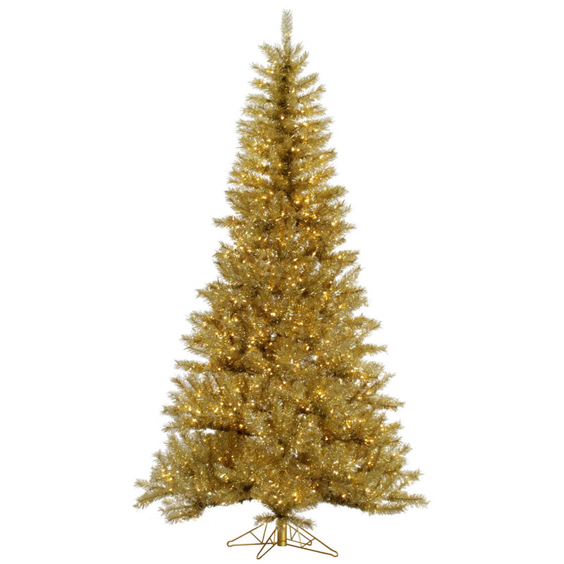 7.5' x 48" Gold/Silver Tinsel Tree