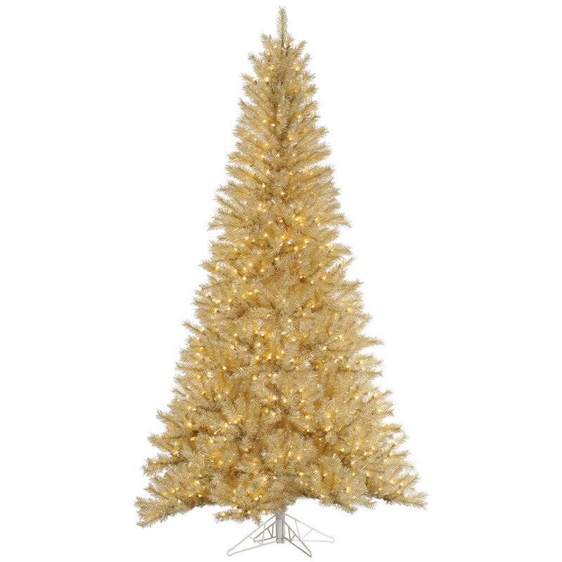 6.5' x 42" White/Gold Tinsel Tree