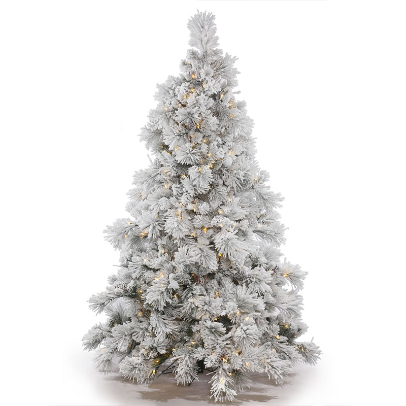 9' x 73" Flocked Alberta Tree with Cones