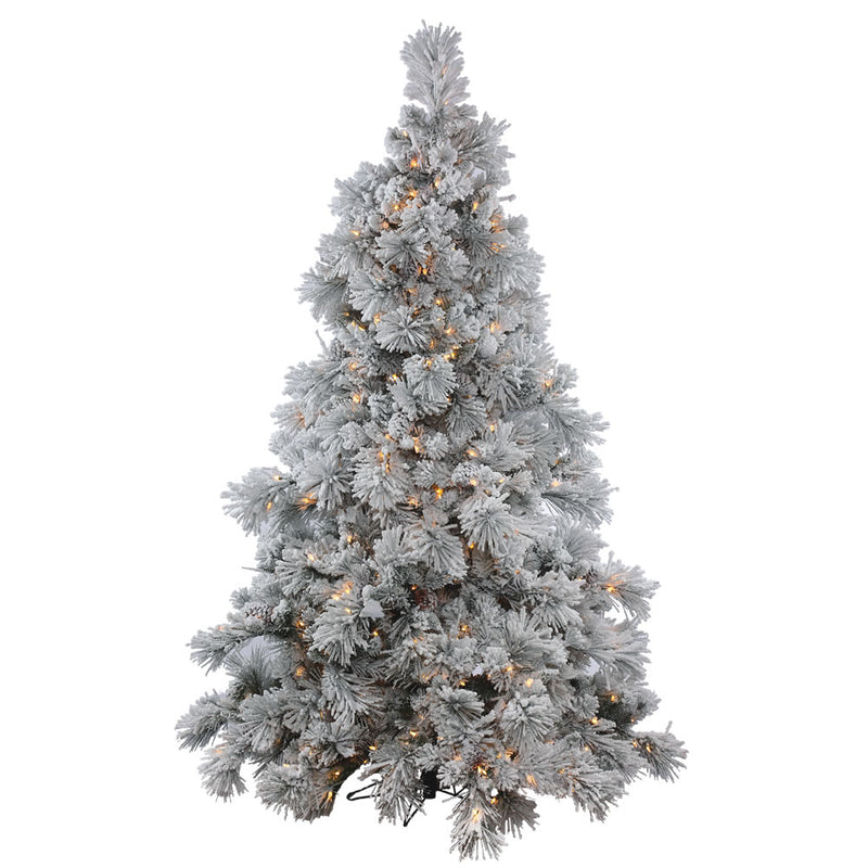 9' x 73" Flocked Alberta Tree with Cones