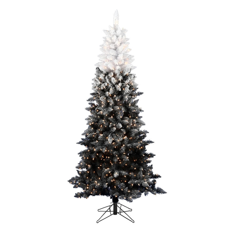 6.5' x 28" Frosted Black/ White Ombre Tree