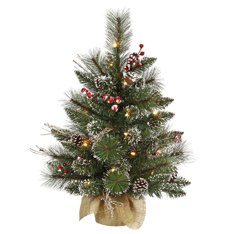 2' x 16" Snow Tip Pine & Berry Tabletop Tree