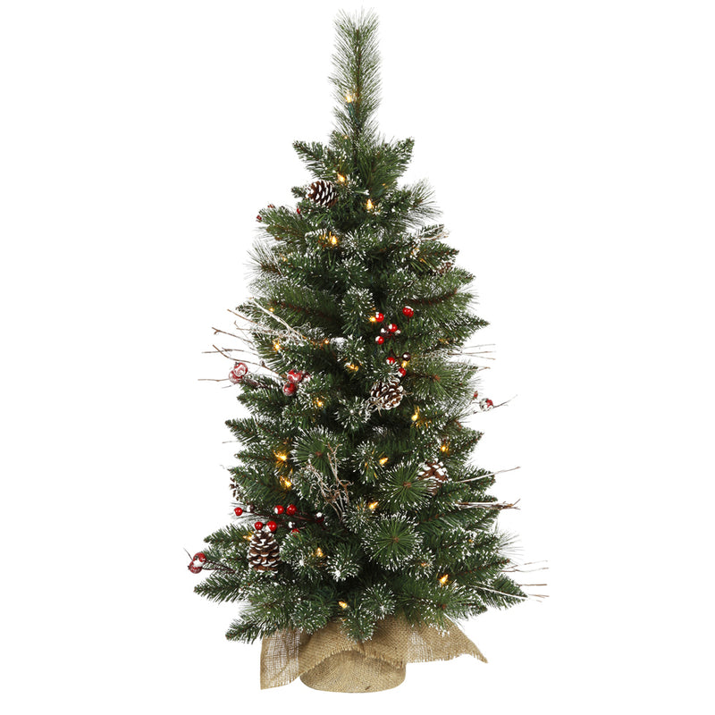 3' x 17"  Snow Tip Pine & Berry Tabletop Tree