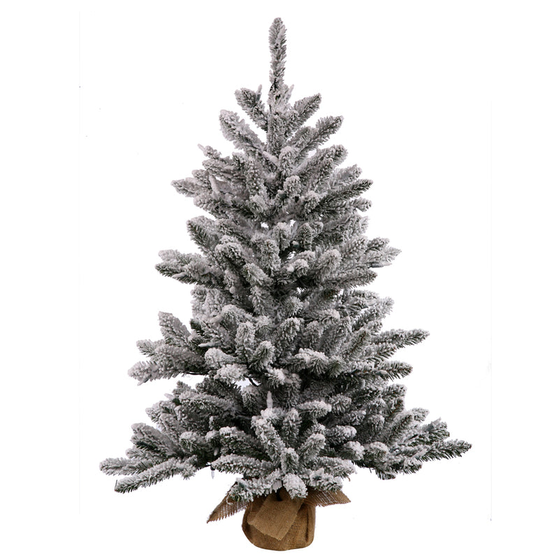 30" Flocked Anoka Tabletop Tree with Burlap Base