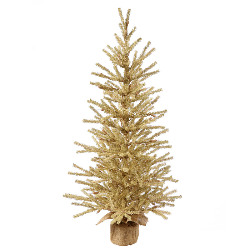 48" Champagne Tabletop Tree with Burlap Base