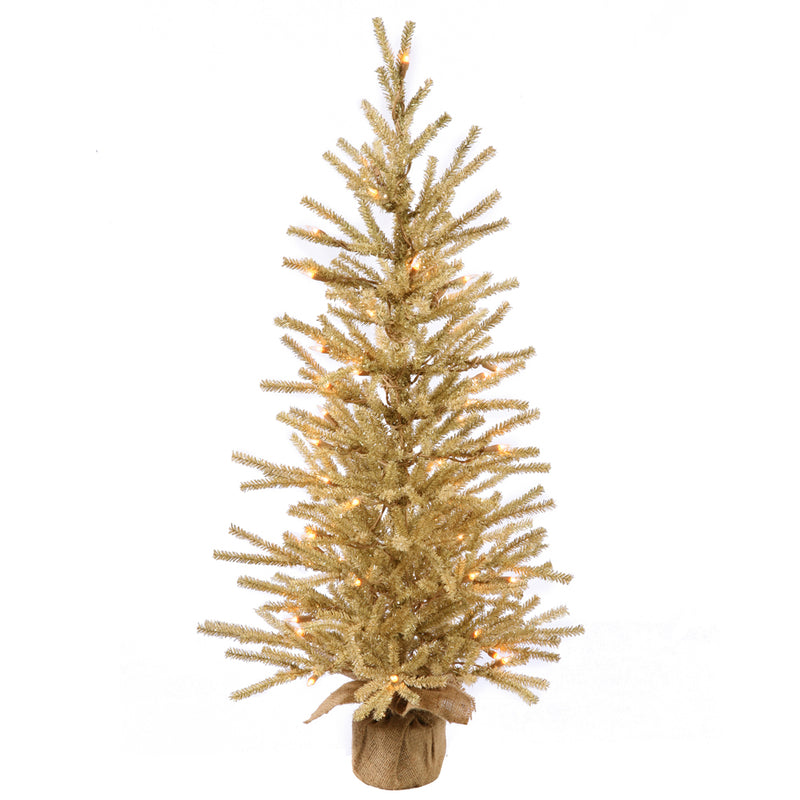 30" Champagne Tabletop Tree with Burlap Base