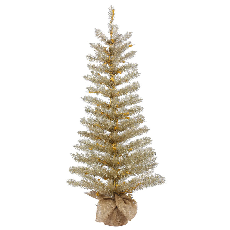 60" x 25" Champagne Tinsel Tabletop Tree