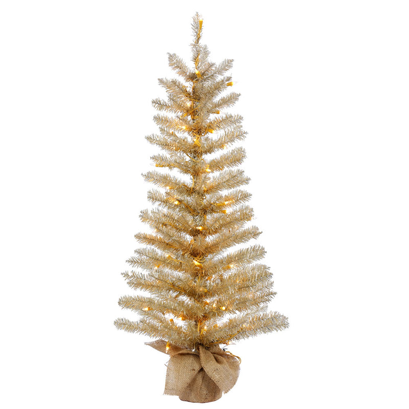 36" x 18" Champagne Tinsel Tabletop Tree