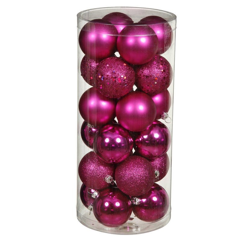 6" Magenta Ball Ornament Box of 4