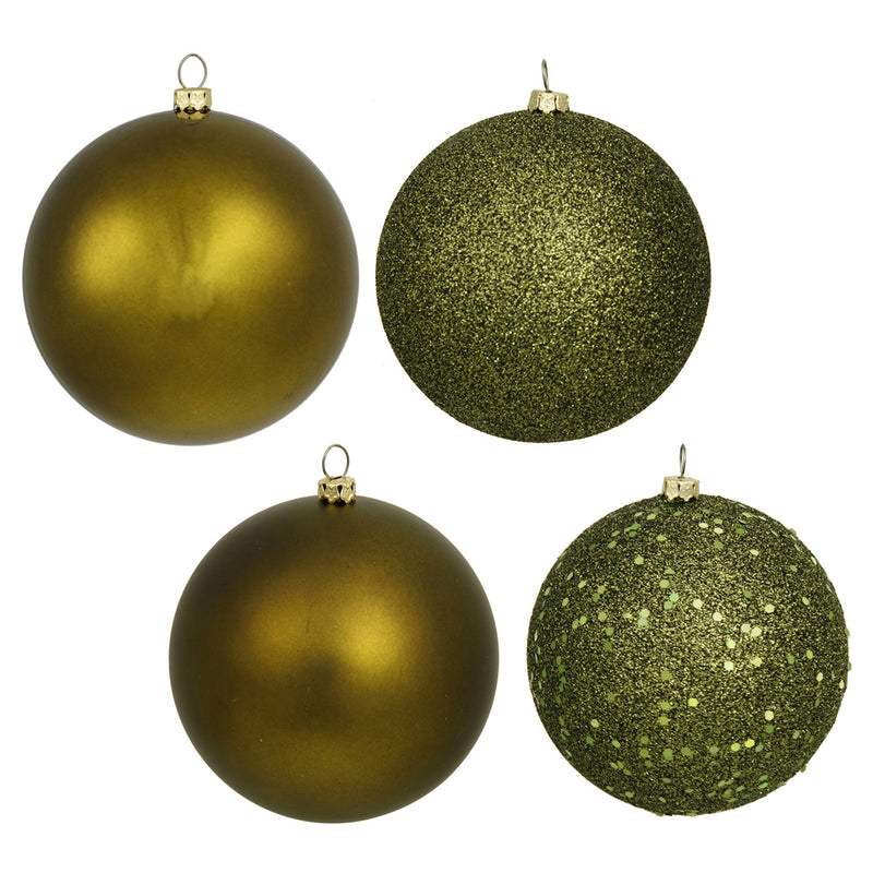 6" Olive 4 Finish Ball Ornament Box of 4