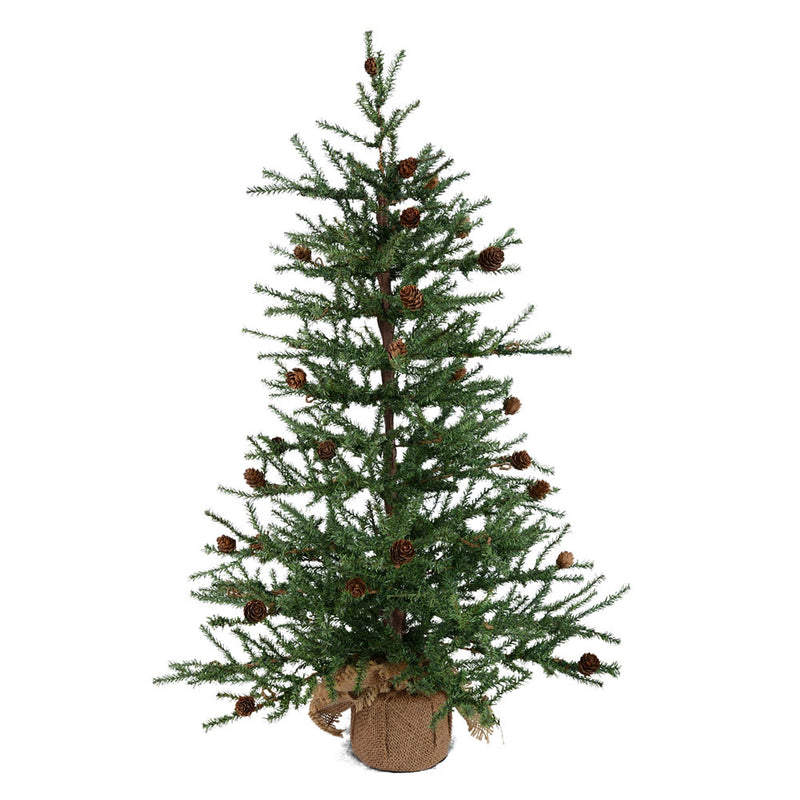 30" Carmel Pine Tabletop Tree with Cones and Burlap Base