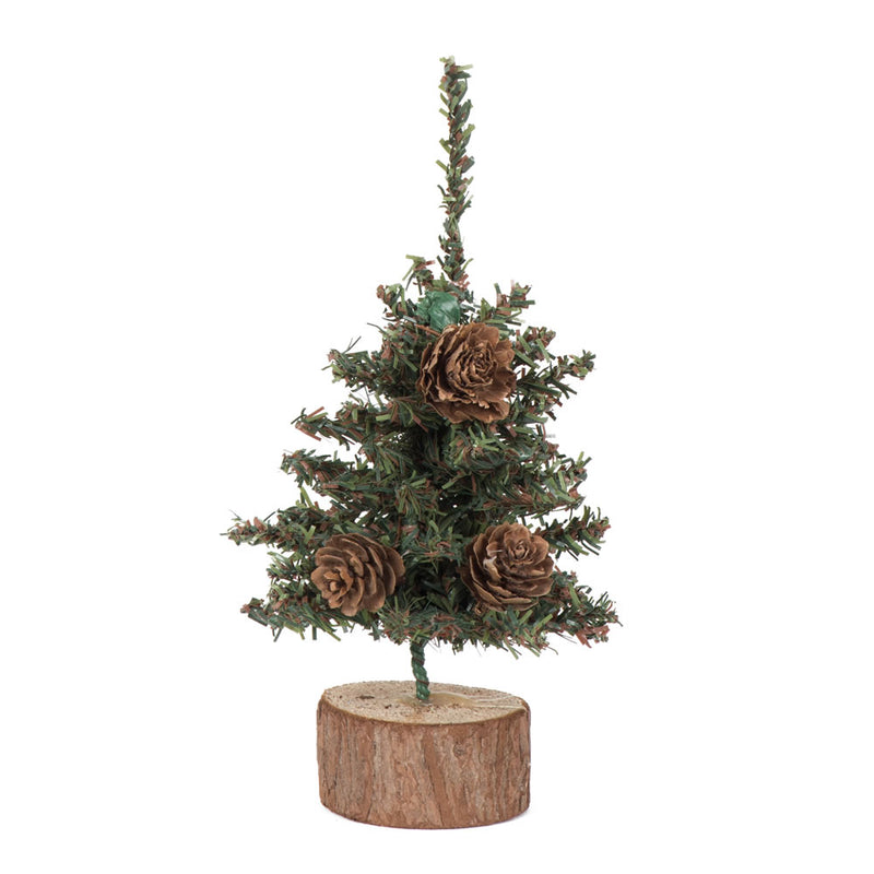 6" Carmel Pine Tabletop Tree with Wood Base