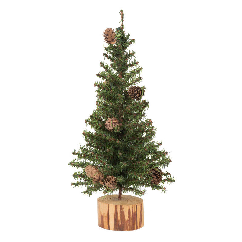 12" Carmel Pine Tabletop Tree with Wood Base