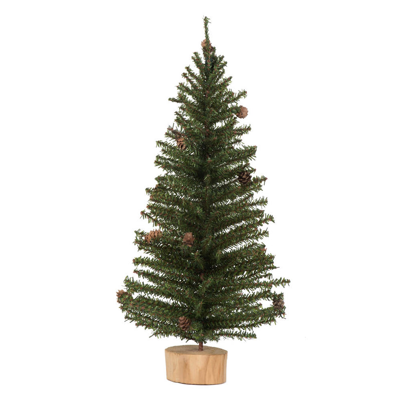 18" Carmel Pine Tabletop Tree with Wood Base