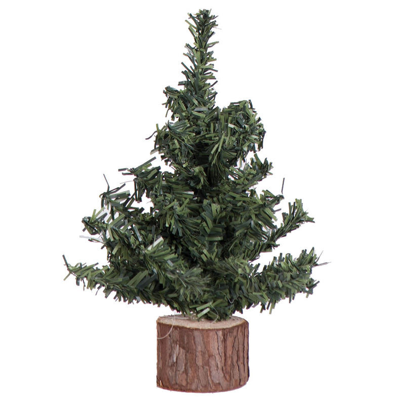 6" Mini Pine Tabletop Tree with Wood Base