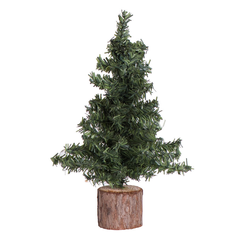 9" Mini Pine Tabletop Tree with Wood Base