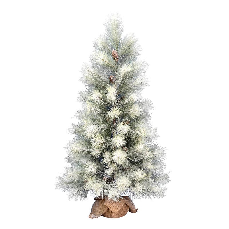 Norfolk Frosted Pine Tabletop Tree with Burlap Base