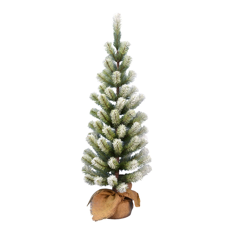 Frosted Jack Pine Tabletop Tree with Burlap Base