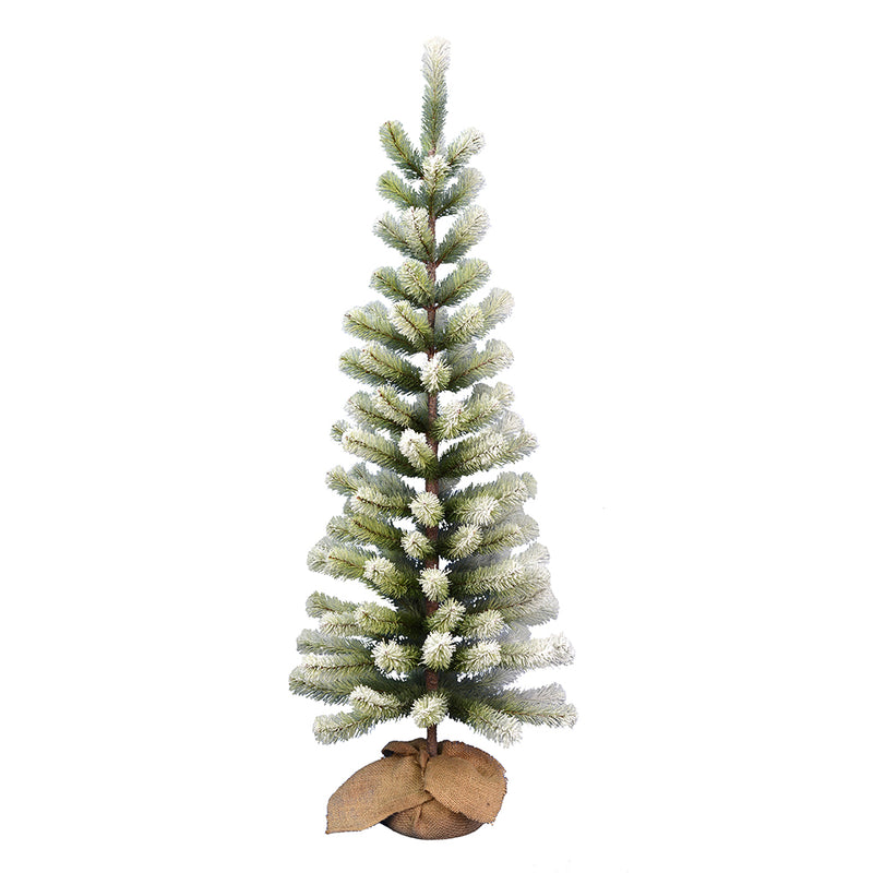 Frosted Jack Pine Tabletop Tree with Burlap Base