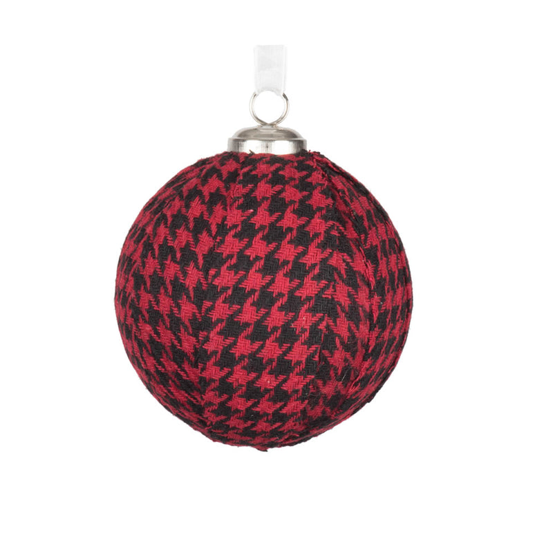 3.25" Red & Black Houndstooth Ball Ornament