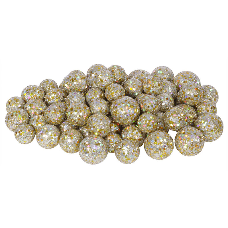 20-25-30MM Glitter Ball Ornaments 72 per Bag  (Various Color Options)