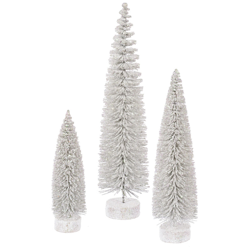 Glitter Oval Tabletop Trees Set of 3 (12",16",20")