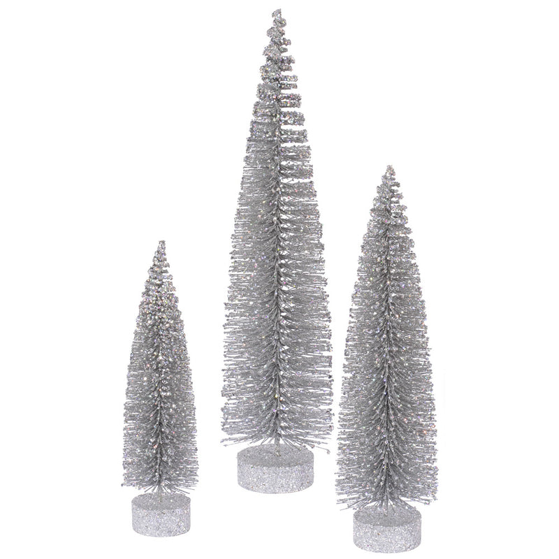 Glitter Oval Tabletop Trees Set of 3 (12",16",20")