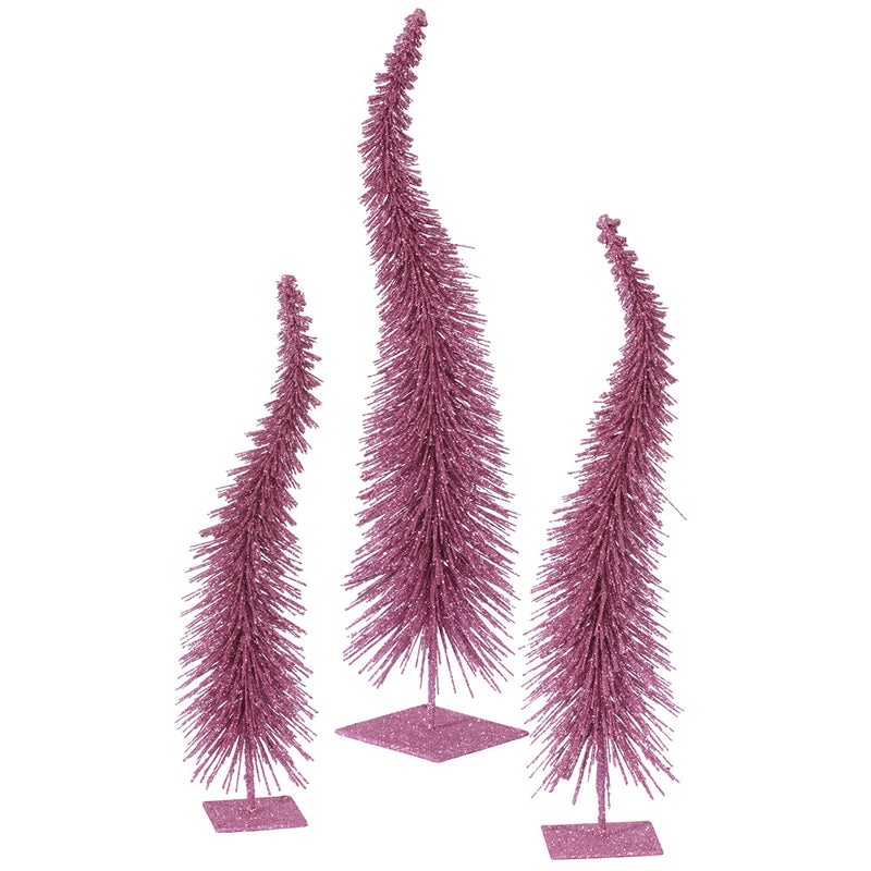 Glitter Curved Tabletop Trees Set of 3 (12",14",16")