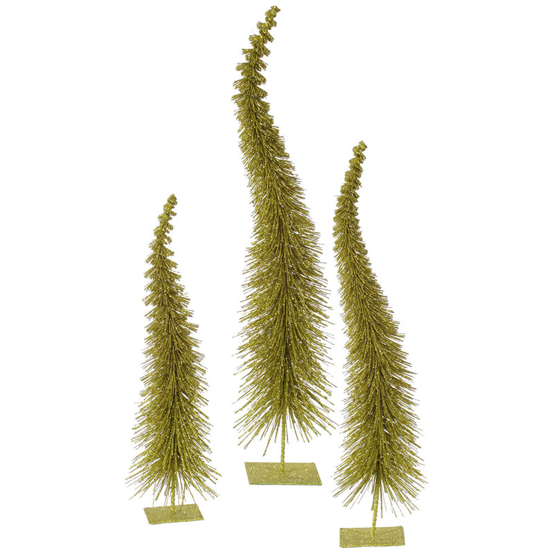 Glitter Curved Tabletop Trees Set of 3 (12",14",16")