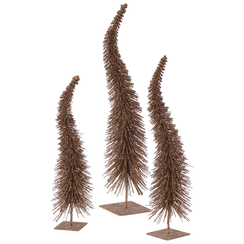 Glitter Curved Tabletop Trees Set of 3 (12",14",16")