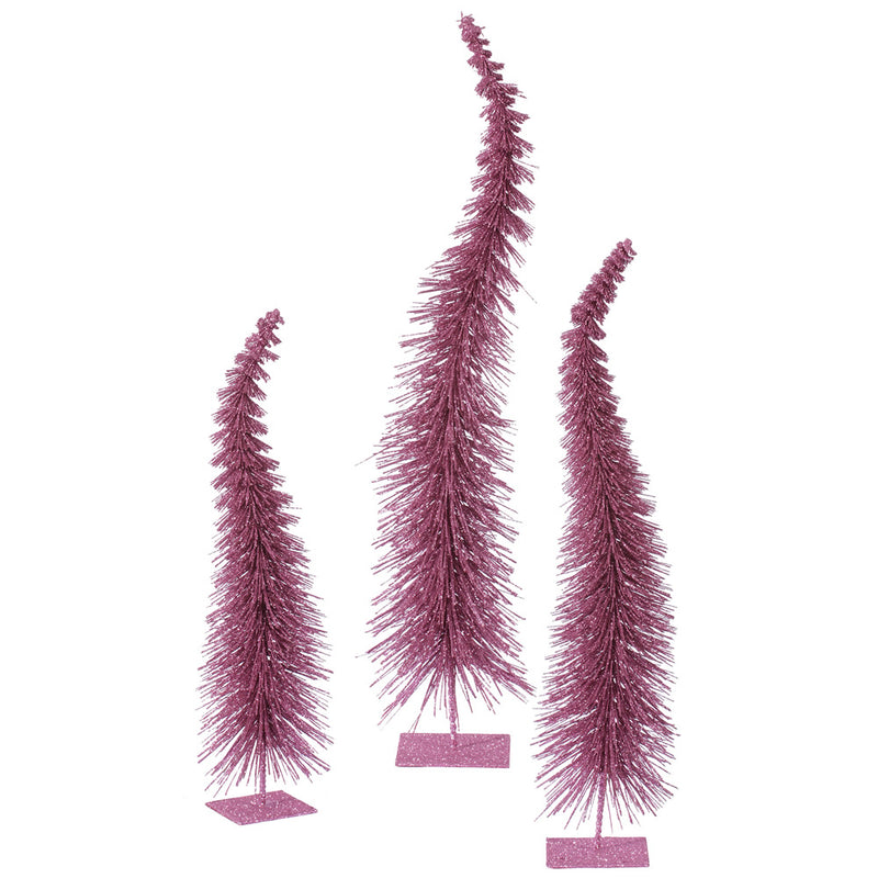 Glitter Curved Tabletop Trees Set of 3 (18",22",26")