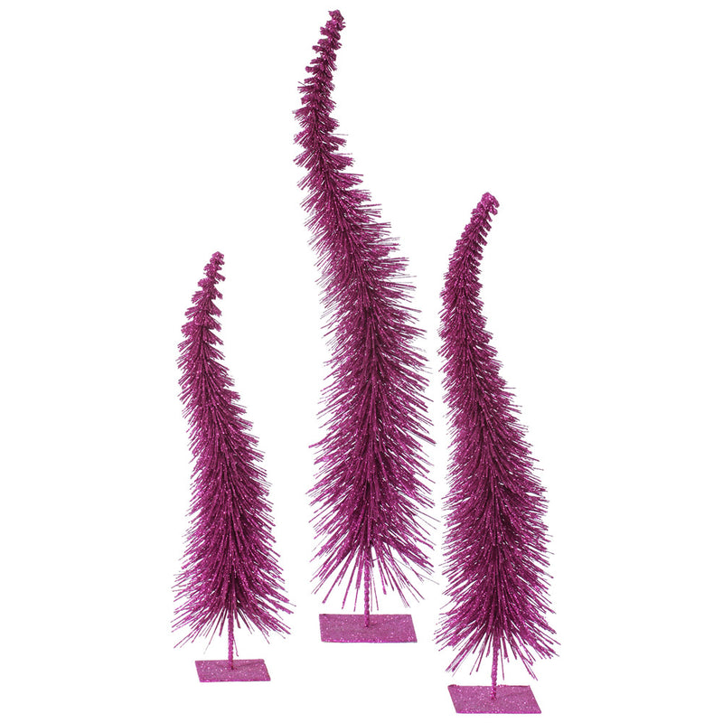 Glitter Curved Tabletop Trees Set of 3 (18",22",26")