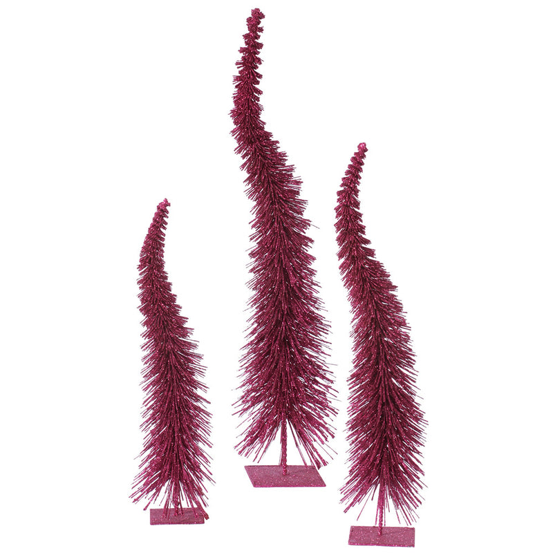 Glitter Curved Tabletop Trees Set of 3 (18",22",26")