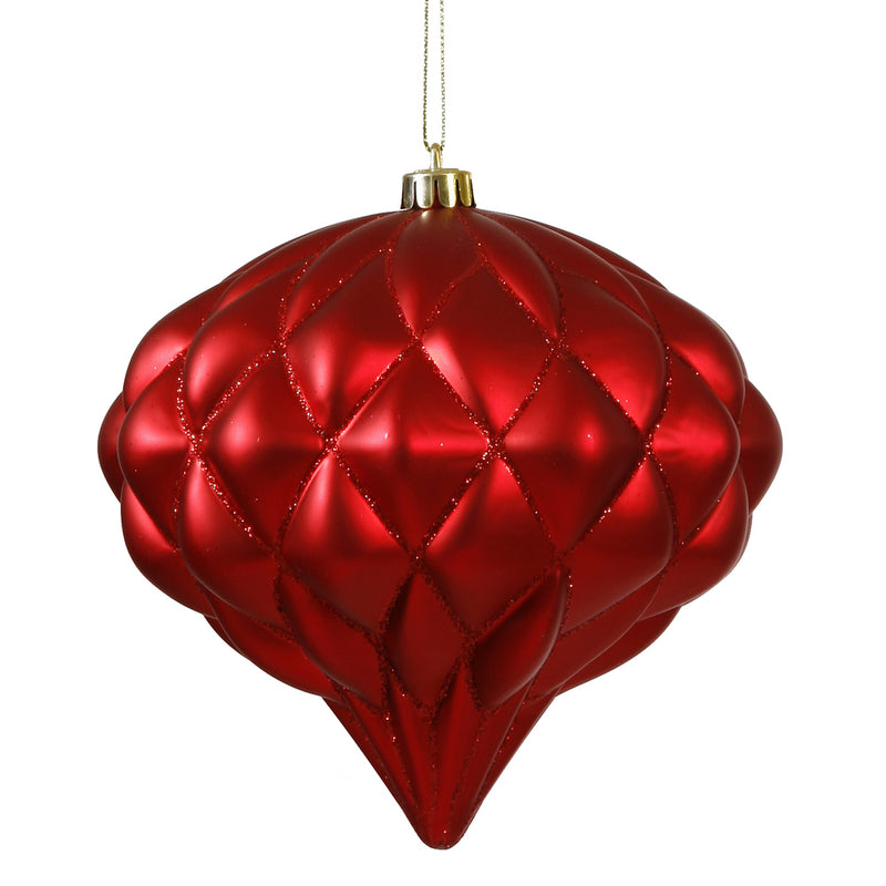 5.7" Red Matte-Glitter Diamond Ornament