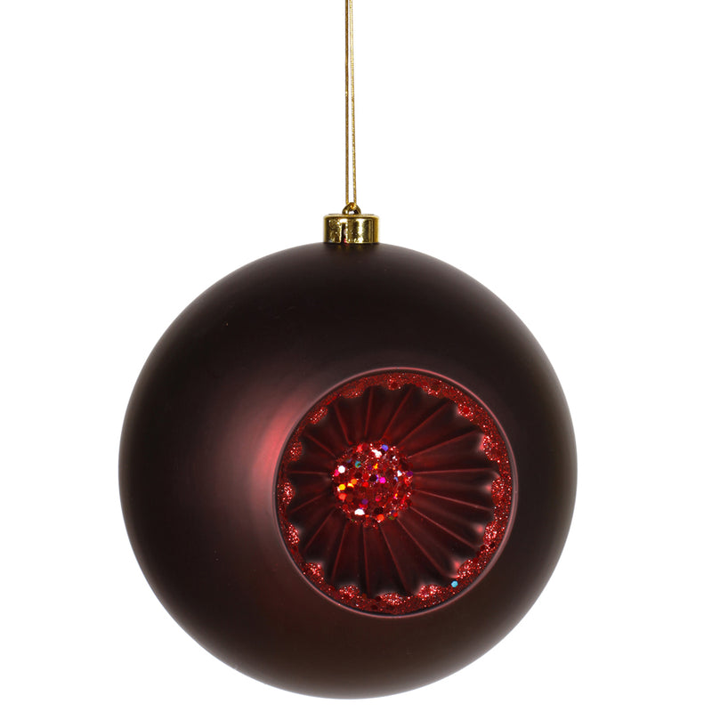 8" Burgundy Matte-Glitter Old Fashion onion Ball Ornament