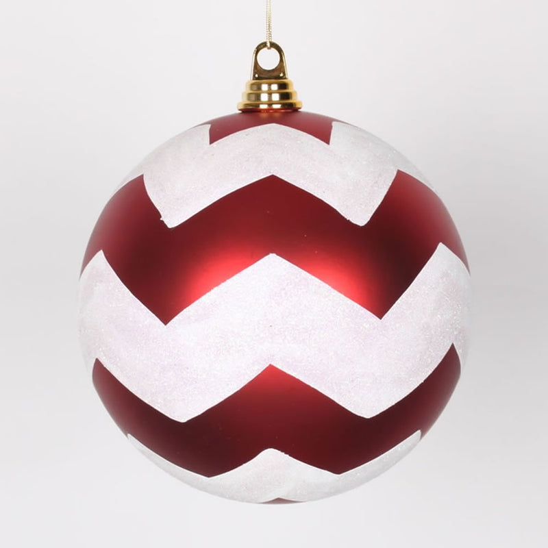 8" Matte-Glittery Chevron Ball Ornament (Various Color Options)