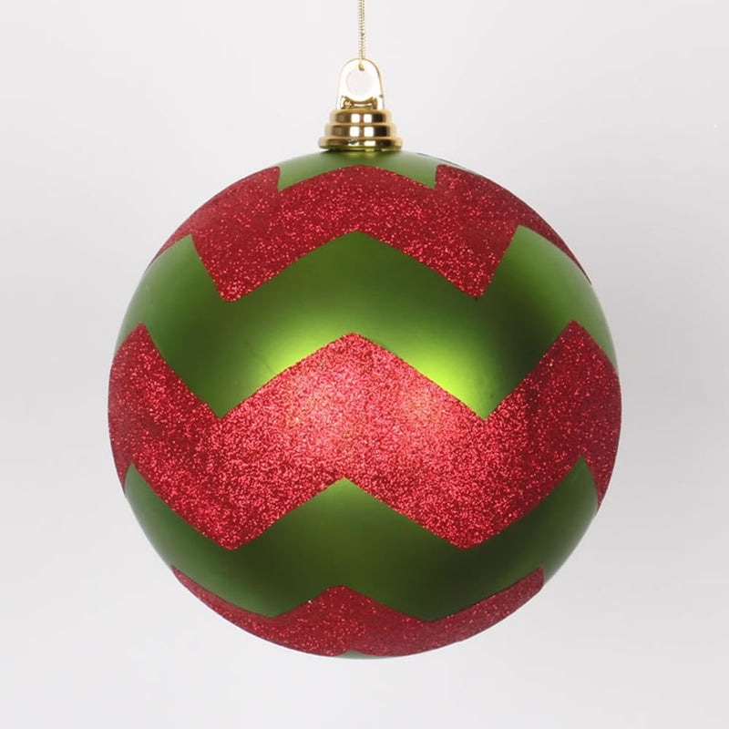 8" Matte-Glittery Chevron Ball Ornament (Various Color Options)