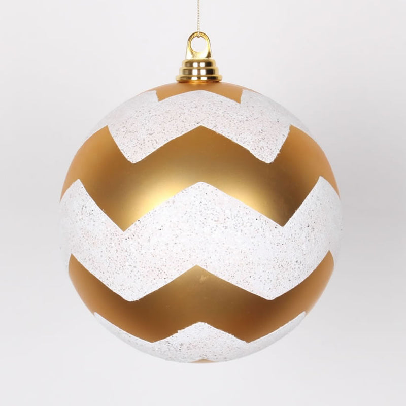 8" Matte-Glittery Chevron Ball Ornament (Various Color Options)