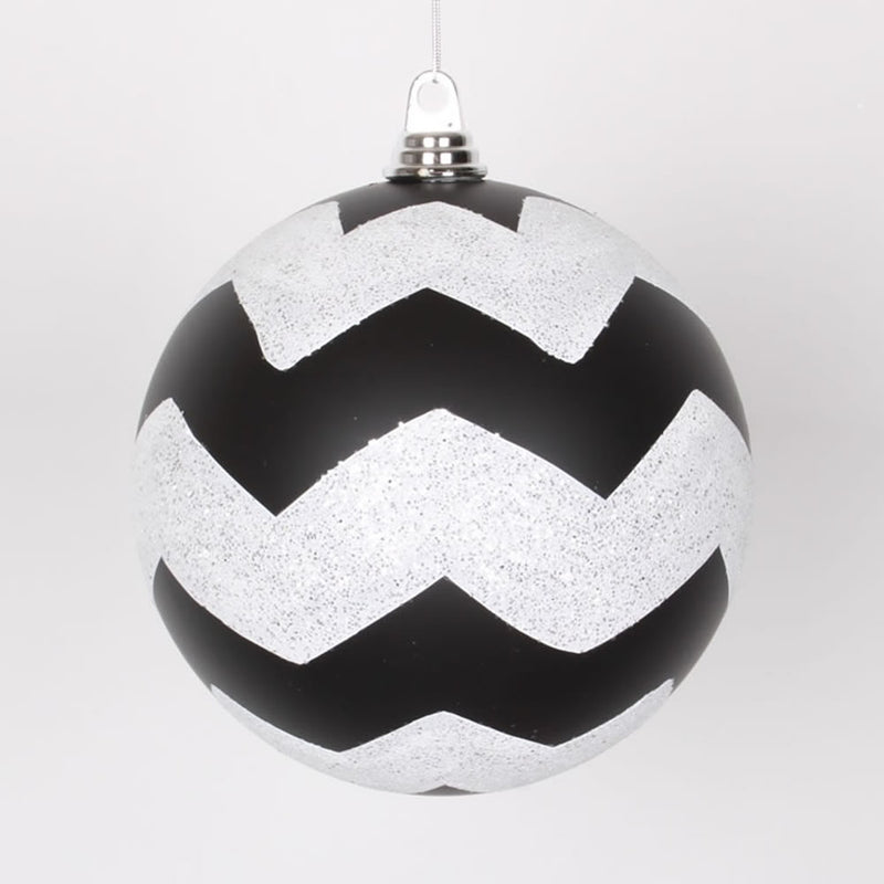 8" Matte-Glittery Chevron Ball Ornament (Various Color Options)