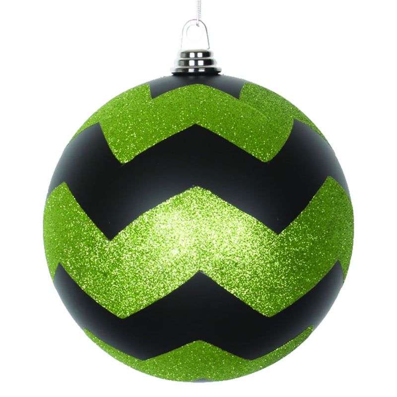 8" Matte-Glittery Chevron Ball Ornament (Various Color Options)