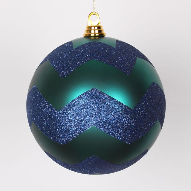 8" Matte-Glittery Chevron Ball Ornament (Various Color Options)