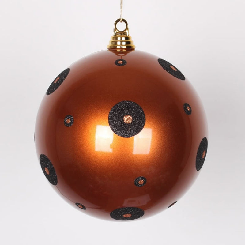 8" Copper-Black Polka Dot Candy Ball Ornament