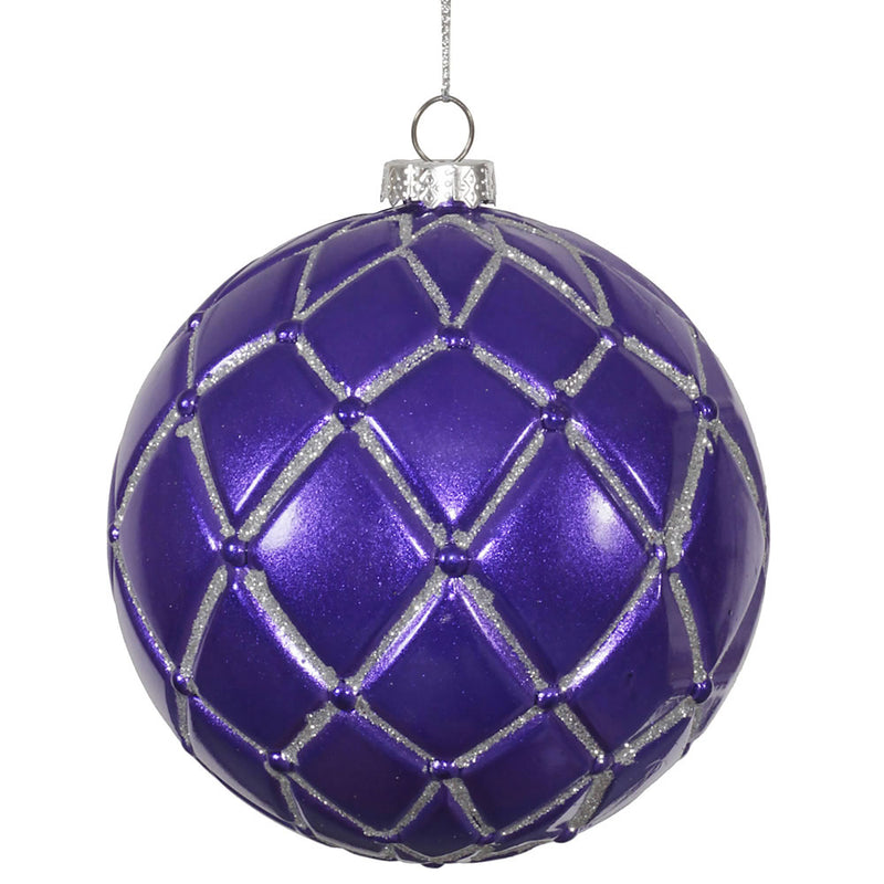 4" Glitter Net Ball Ornaments Set of 6 (Various Color Options)