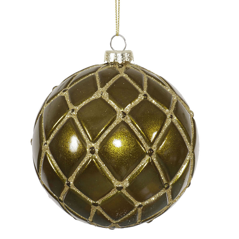 4" Glitter Net Ball Ornaments Set of 6 (Various Color Options)