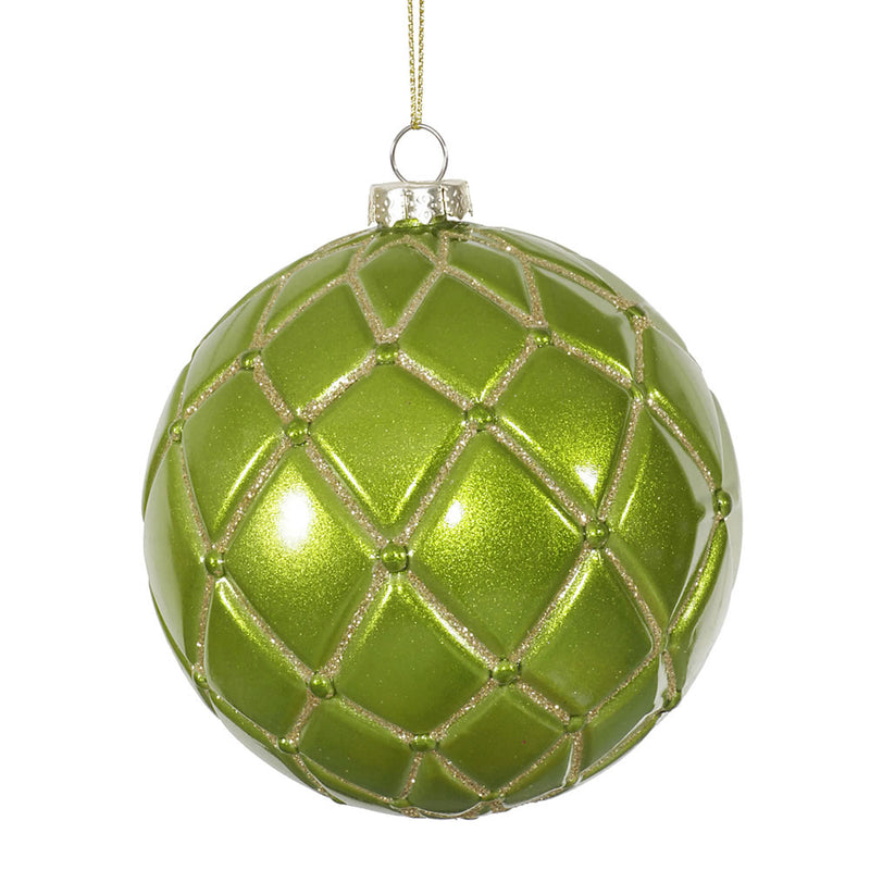 4" Glitter Net Ball Ornaments Set of 6 (Various Color Options)