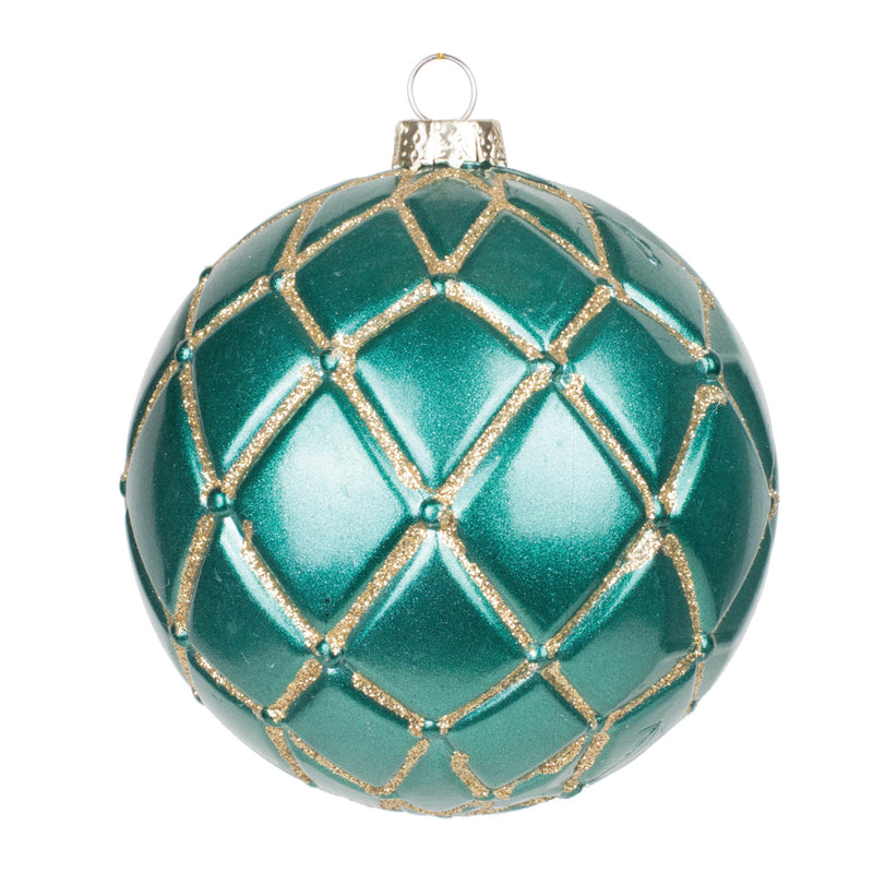 4" Glitter Net Ball Ornaments Set of 6 (Various Color Options)