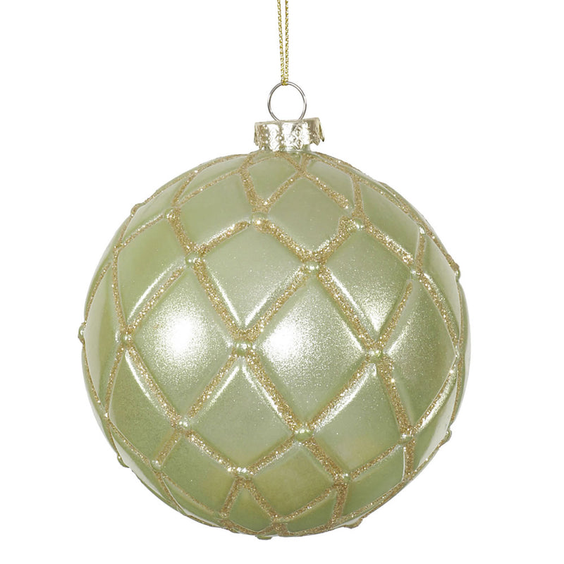 4" Glitter Net Ball Ornaments Set of 6 (Various Color Options)