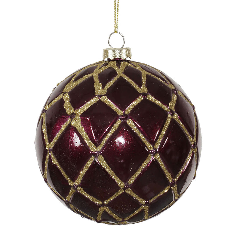 4" Glitter Net Ball Ornaments Set of 6 (Various Color Options)