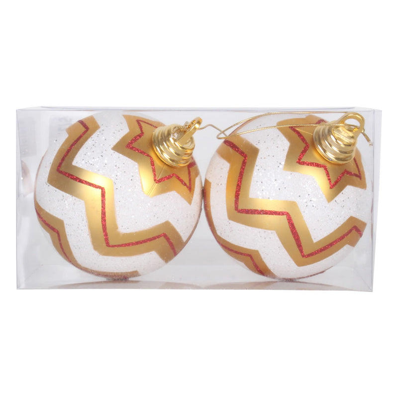 4.75" Chevron Ball Ornaments Set of 2 (Various Color Options)