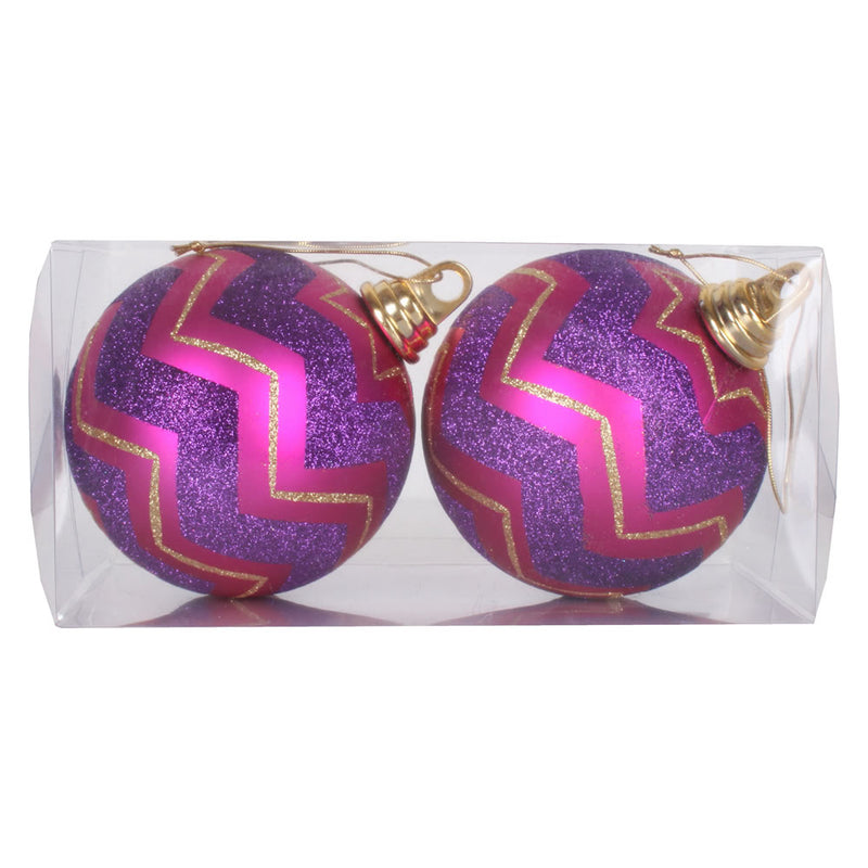 4.75" Chevron Ball Ornaments Set of 2 (Various Color Options)